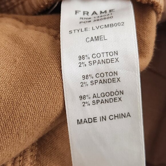 Frame Le Crop Mini Boot Cotton Blend Velvet kick-Flare Pants Size 26 Brown - Picture 8 of 8